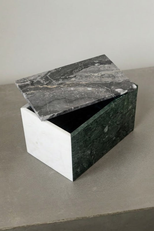 Marble box with lid, natural stone decor piece UAE