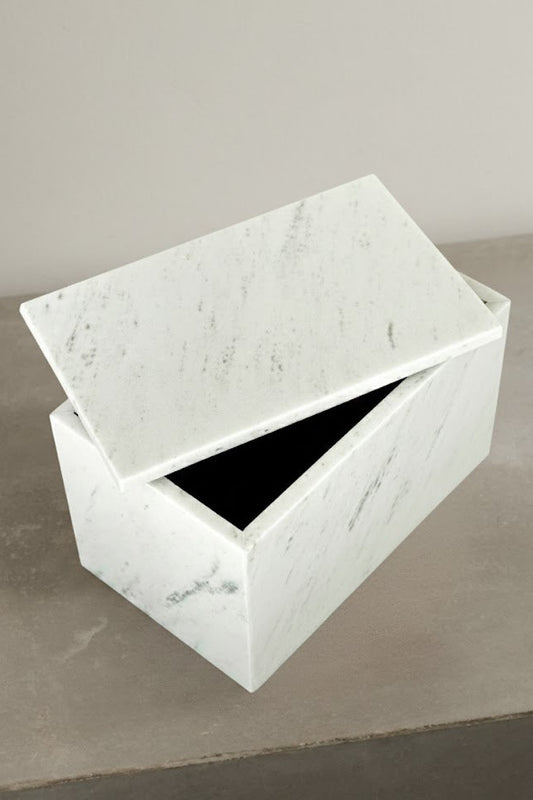 Marble box with lid, natural stone decor piece UAE