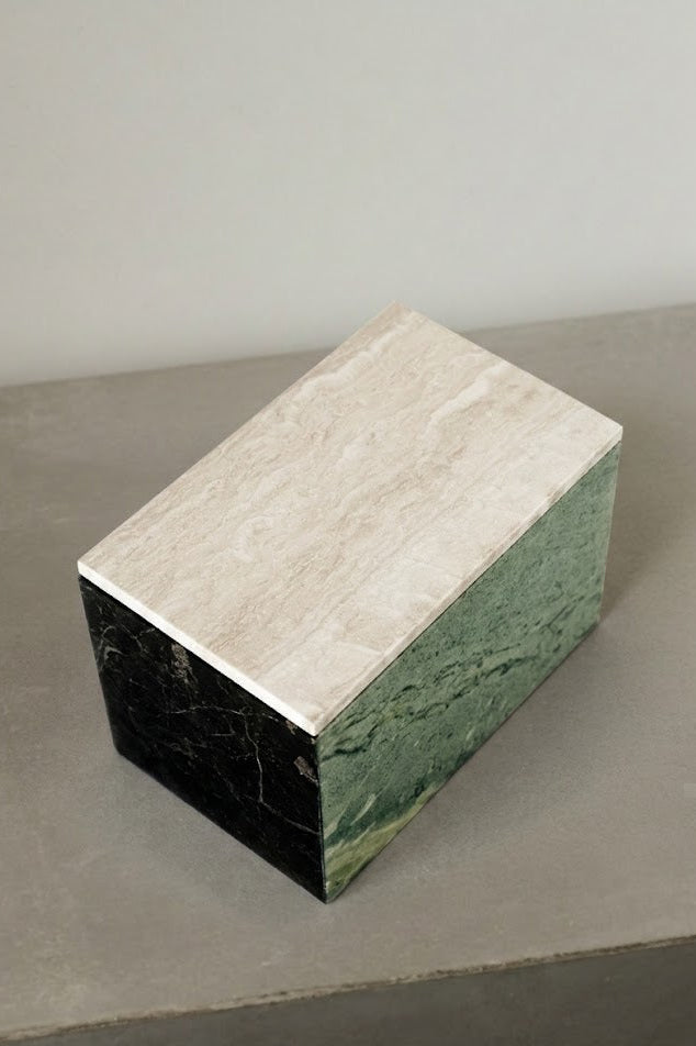 Marble box with lid, natural stone decor piece UAE
