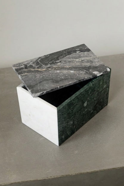 Marble box with lid, natural stone decor piece UAE