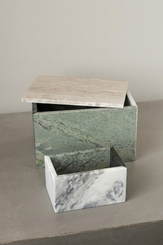 Marble box with lid, natural stone decor piece UAE