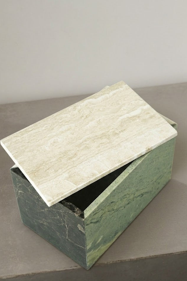 Marble box with lid, natural stone decor piece UAE