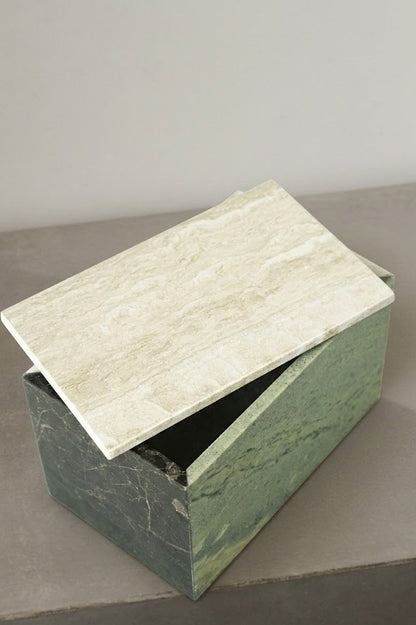Marble box with lid, natural stone decor piece UAE