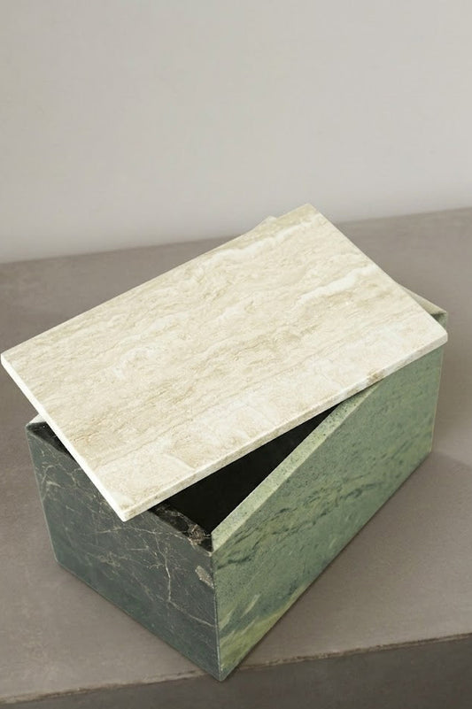 Marble box with lid, natural stone decor piece UAE