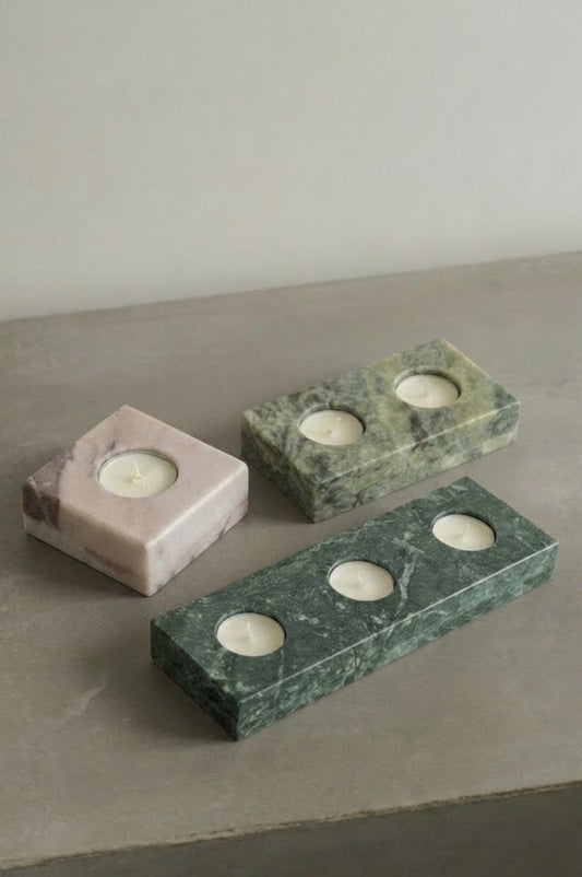 Natural marble candle holder, handmade home decor, UAE